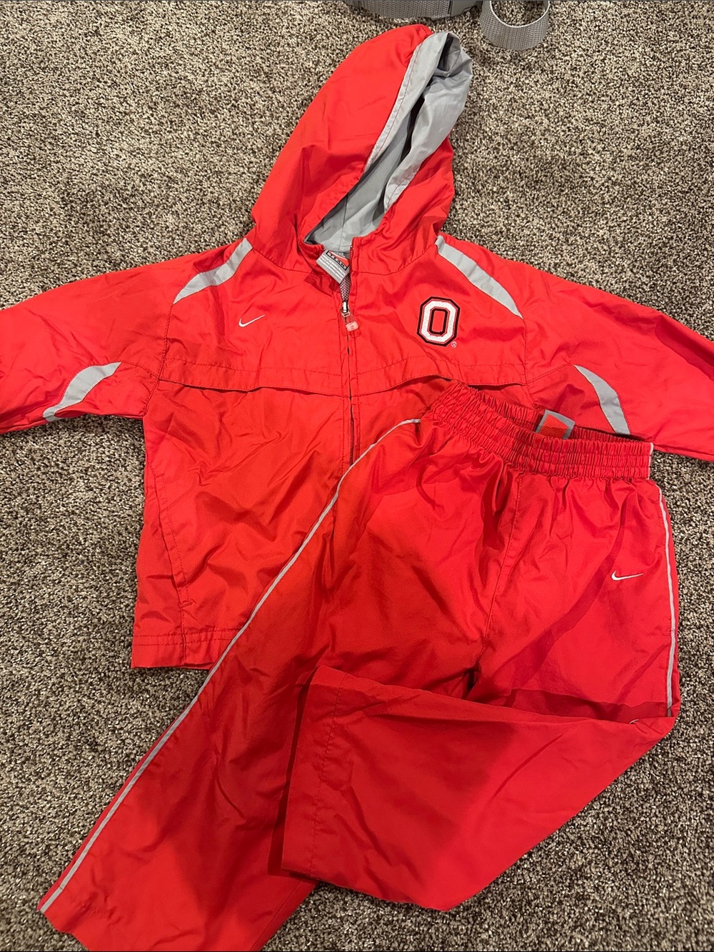 VINTAGE Nike OHIO STATE Red Hooded Athletic Windbreaker Jacket and Pants Set